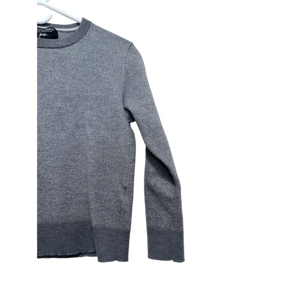 Merino Wool Baruffa Sweater Womens Medium Gray Crew Neck Italy Preppy Minimalist - Picture 10 of 10